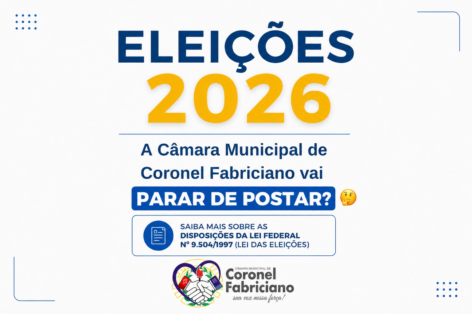 O que se pode publicar no site da Câmara Municipal de Joselândia no período eleitoral